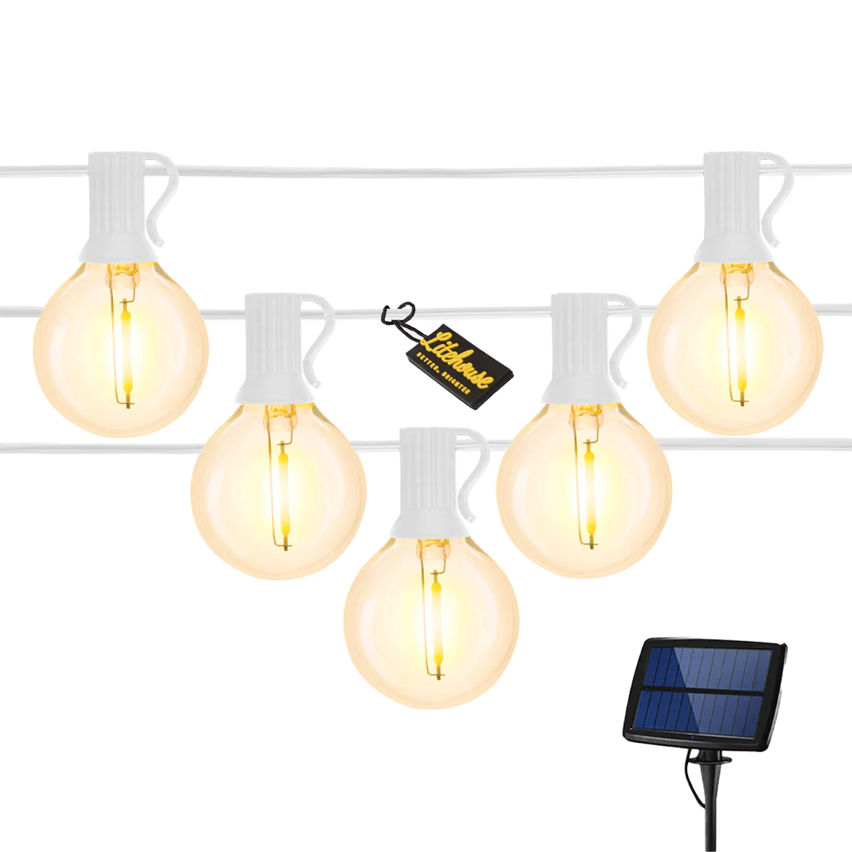 Litehouse Solar LED Outdoor Classic Bulb String Lights White
