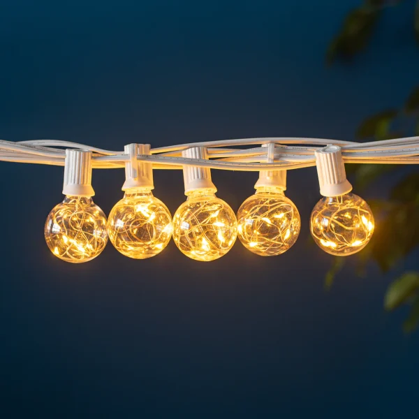 Litehouse White 10m LED Wired Bulb String Lights - Low Voltage - 25 Bulbs